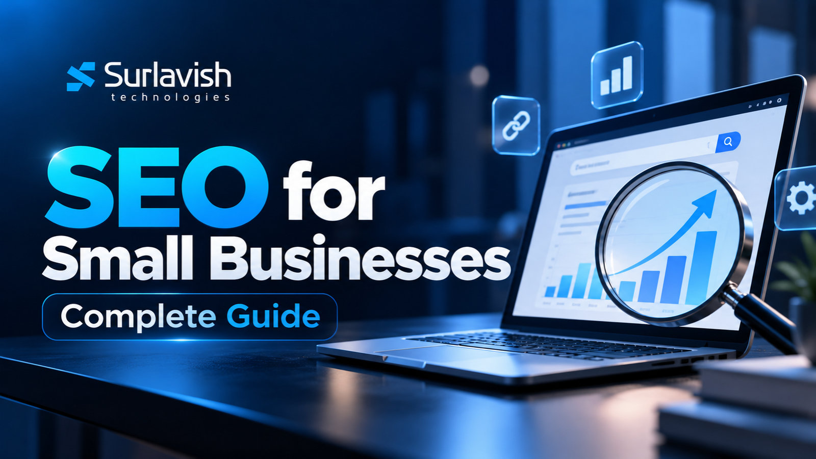 Small business owner reviewing SEO results on a laptop dashboard