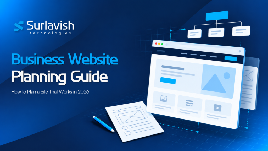 Small business owner mapping a website plan on a laptop